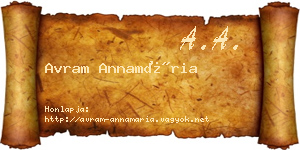Avram Annamária névjegykártya